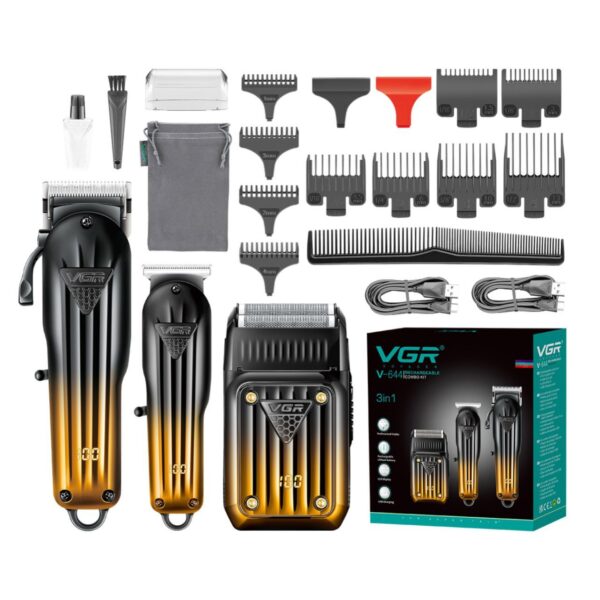 ست سه کاره ماشین اصلاح وی جی ار مدل V-644 | حجم‌زن، خط‌زن و شیور - Image 3
